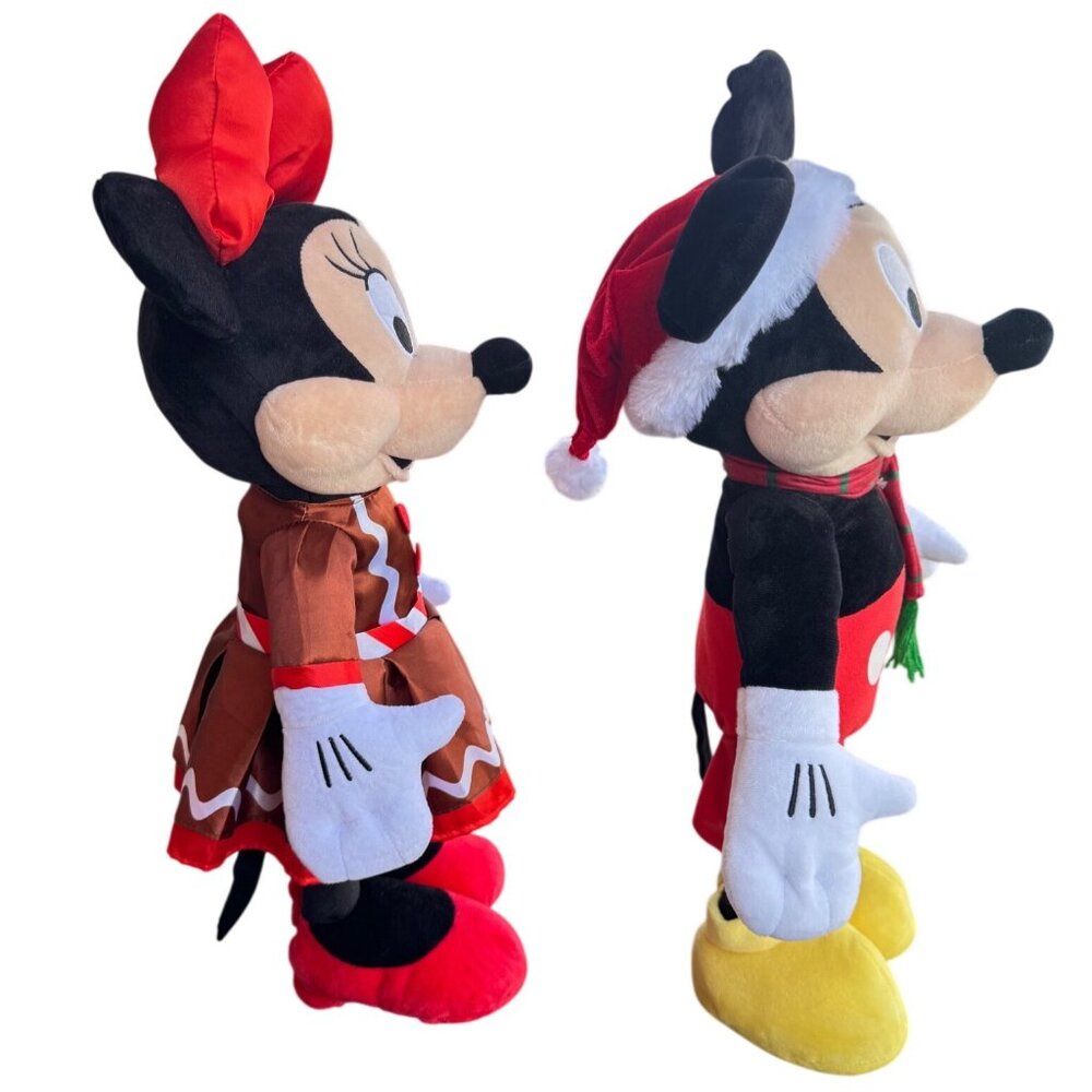 Disney Holiday Mickey & Minnie Mouse Plush Dolls 24" Christmas Decor Set - Picture 9 of 12